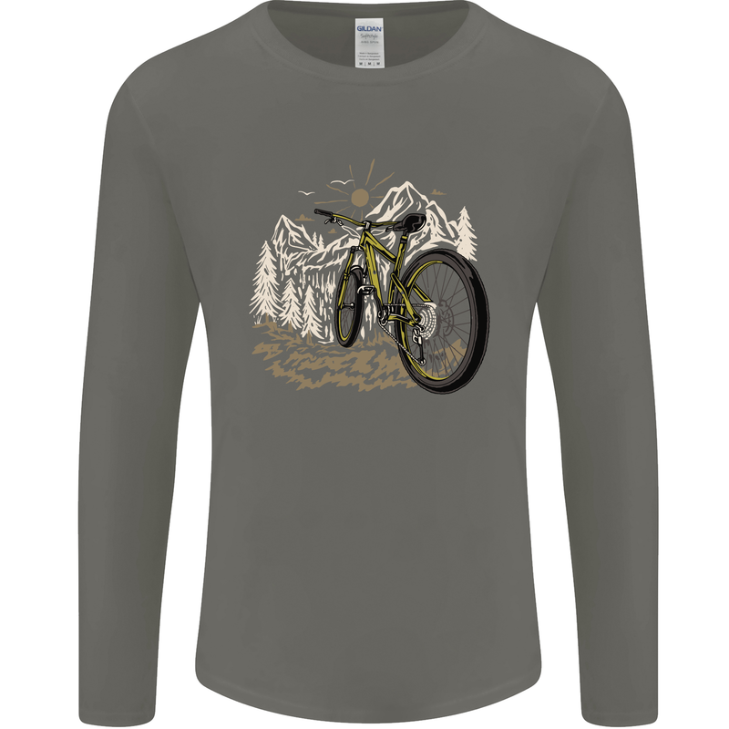 Mountain Bike Bicycle Cycling Cyclist MTB Mens Long Sleeve T-Shirt Charcoal