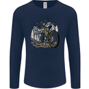 Mountain Bike Bicycle Cycling Cyclist MTB Mens Long Sleeve T-Shirt Navy Blue