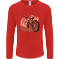 Mountain Bike Bicycle Cycling Cyclist MTB Mens Long Sleeve T-Shirt Red