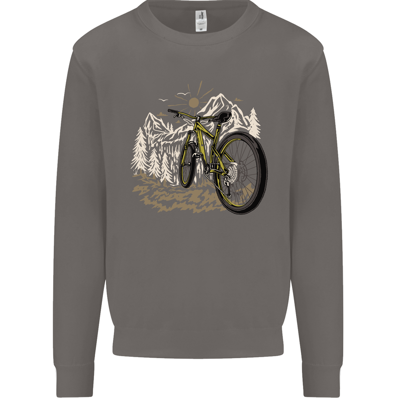 Mountain Bike Bicycle Cycling Cyclist MTB Mens Sweatshirt Jumper Charcoal