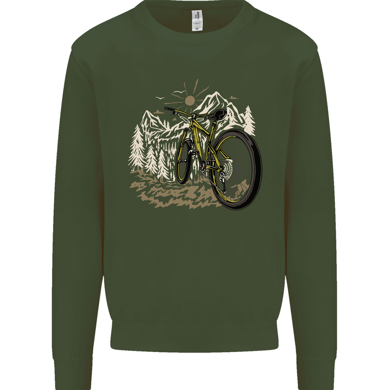 Mountain Bike Bicycle Cycling Cyclist MTB Mens Sweatshirt Jumper Forest Green