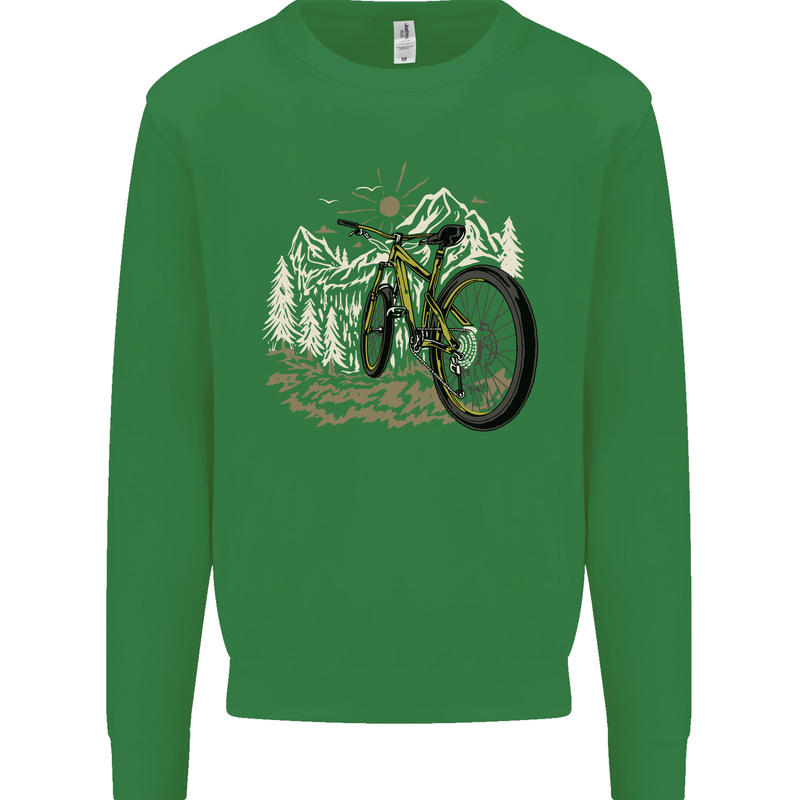 Mountain Bike Bicycle Cycling Cyclist MTB Mens Sweatshirt Jumper Irish Green