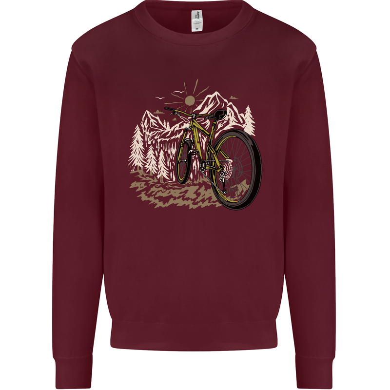 Mountain Bike Bicycle Cycling Cyclist MTB Mens Sweatshirt Jumper Maroon