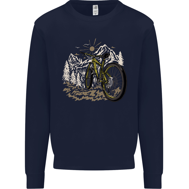 Mountain Bike Bicycle Cycling Cyclist MTB Mens Sweatshirt Jumper Navy Blue