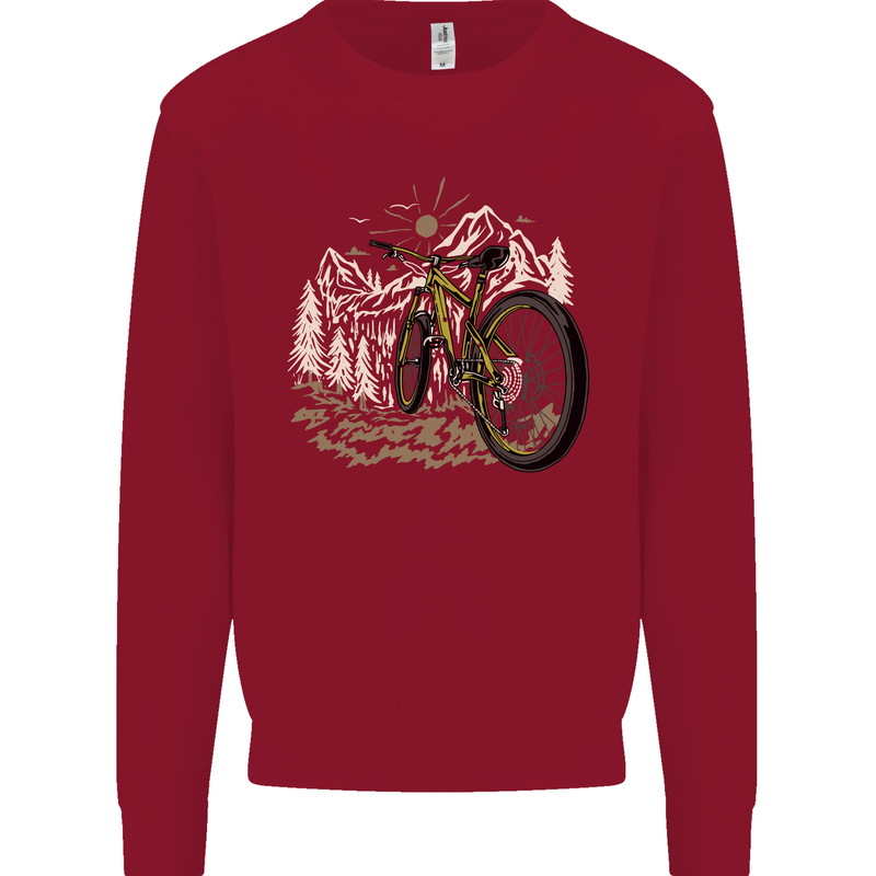 Mountain Bike Bicycle Cycling Cyclist MTB Mens Sweatshirt Jumper Red