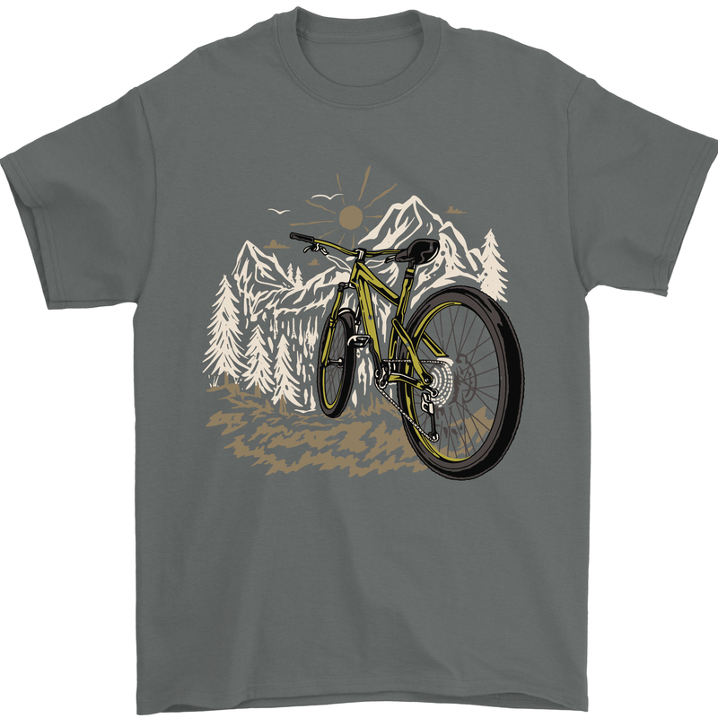 Mountain Bike Bicycle Cycling Cyclist MTB Mens T-Shirt 100% Cotton Charcoal