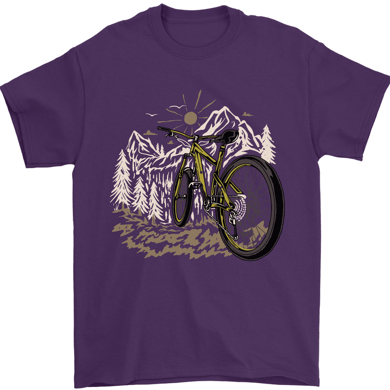 Mountain Bike Bicycle Cycling Cyclist MTB Mens T-Shirt 100% Cotton Purple