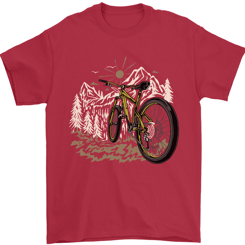 Mountain Bike Bicycle Cycling Cyclist MTB Mens T-Shirt 100% Cotton Red
