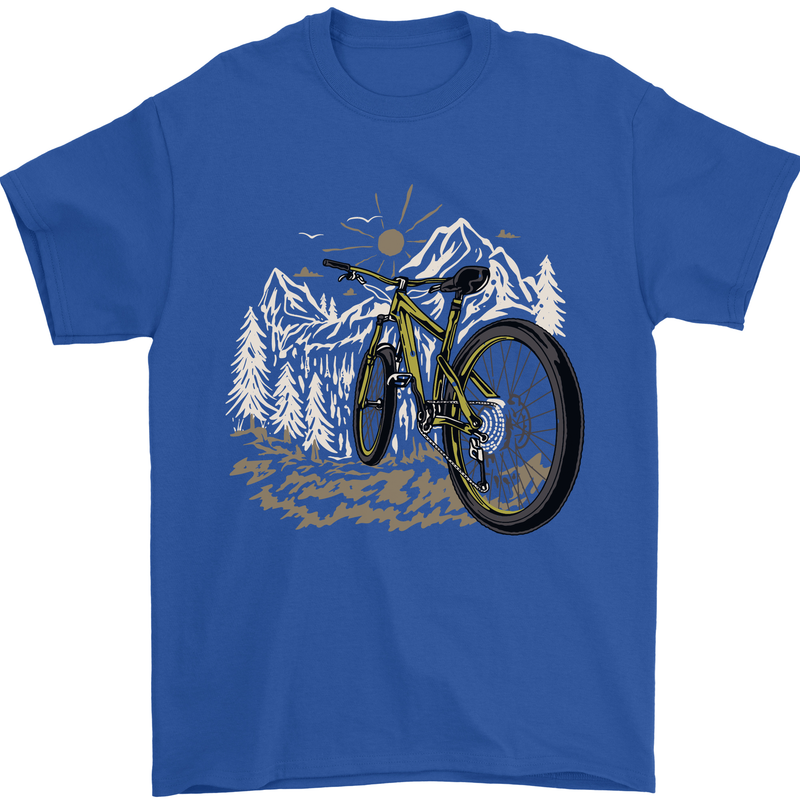 Mountain Bike Bicycle Cycling Cyclist MTB Mens T-Shirt 100% Cotton Royal Blue