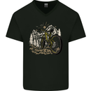 Mountain Bike Bicycle Cycling Cyclist MTB Mens V-Neck Cotton T-Shirt Black