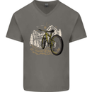 Mountain Bike Bicycle Cycling Cyclist MTB Mens V-Neck Cotton T-Shirt Charcoal