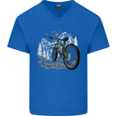 Mountain Bike Bicycle Cycling Cyclist MTB Mens V-Neck Cotton T-Shirt Royal Blue