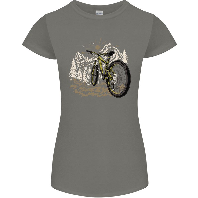 Mountain Bike Bicycle Cycling Cyclist MTB Womens Petite Cut T-Shirt Charcoal