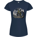 Mountain Bike Bicycle Cycling Cyclist MTB Womens Petite Cut T-Shirt Navy Blue