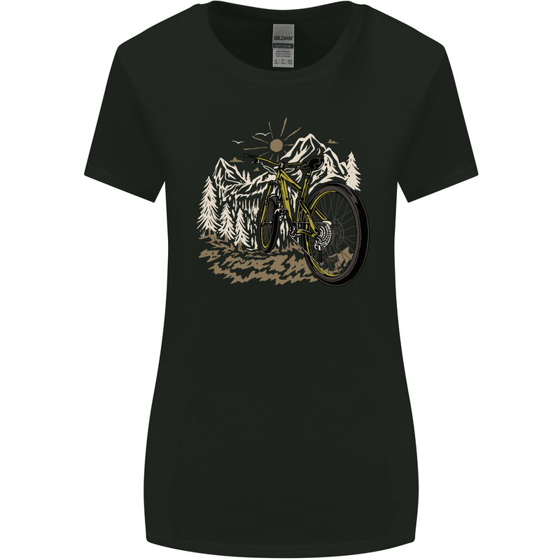 Mountain Bike Bicycle Cycling Cyclist MTB Womens Wider Cut T-Shirt Black