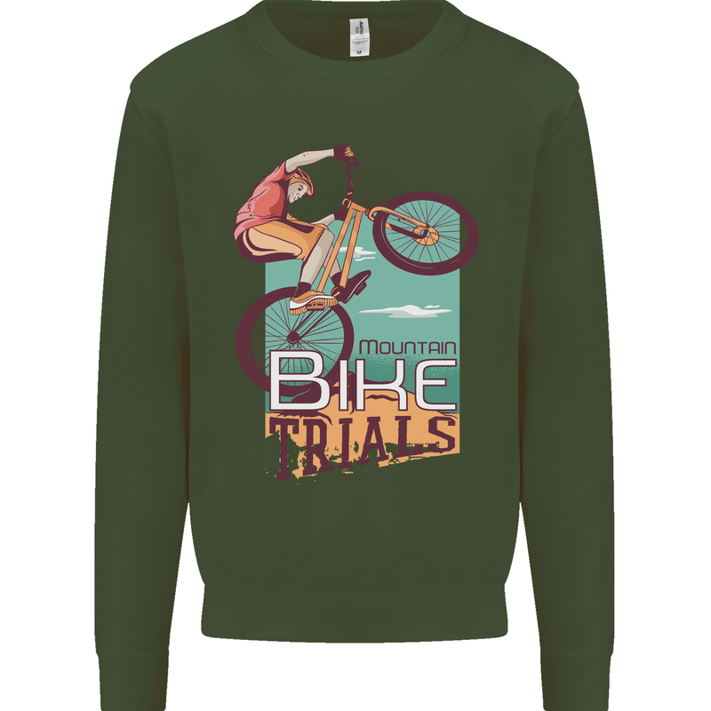 Mountain Bike Trials MTB Cycling Bicycle Kids Sweatshirt Jumper Forest Green