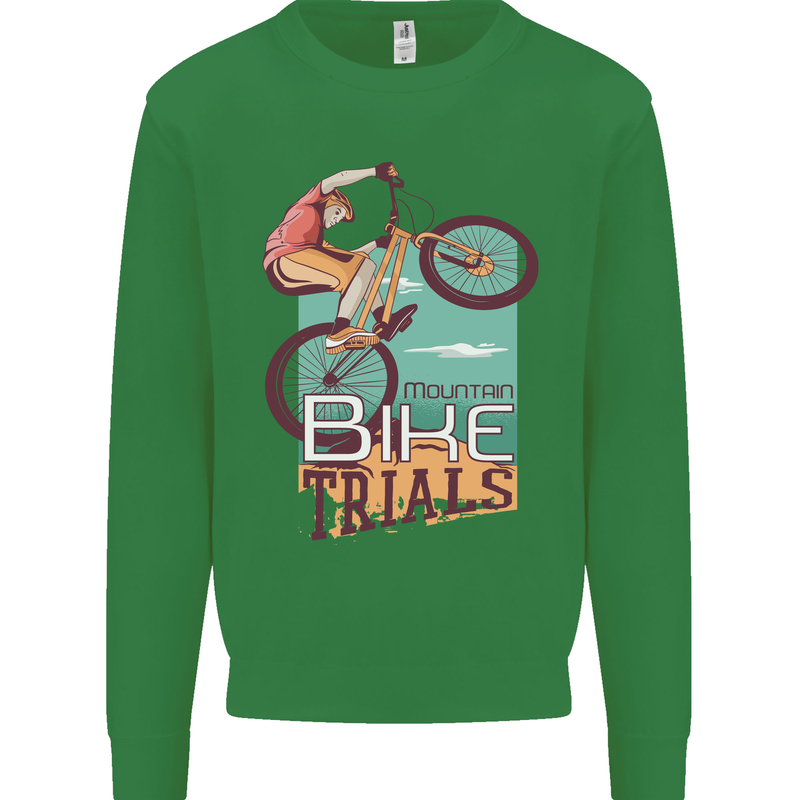 Mountain Bike Trials MTB Cycling Bicycle Kids Sweatshirt Jumper Irish Green