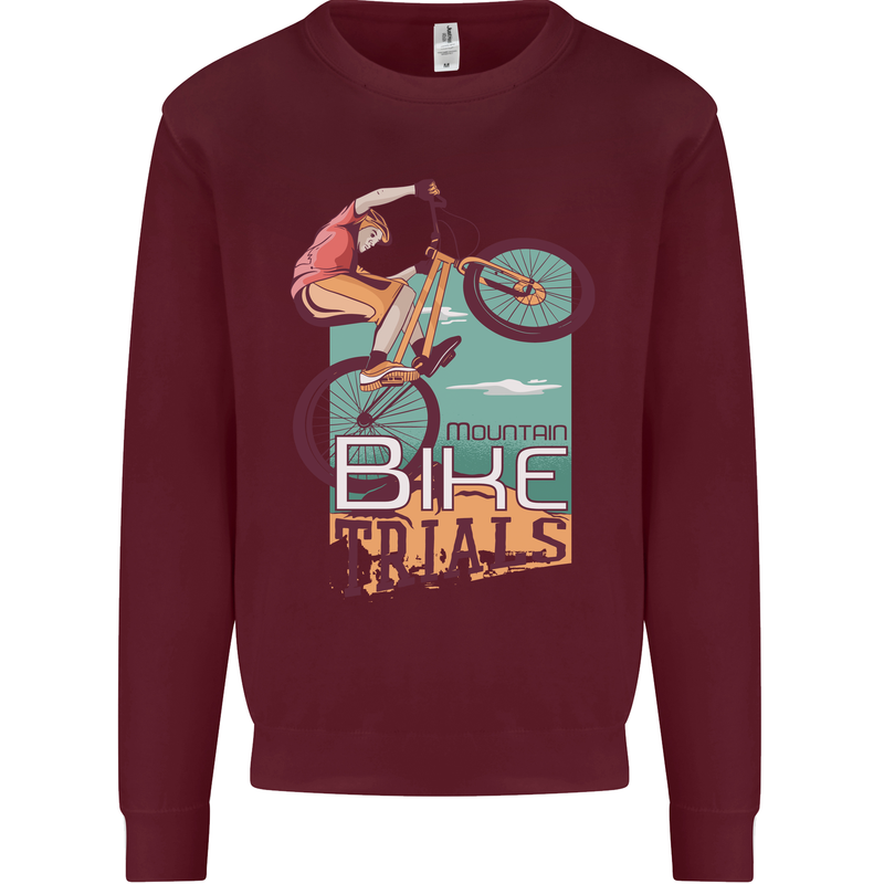 Mountain Bike Trials MTB Cycling Bicycle Kids Sweatshirt Jumper Maroon