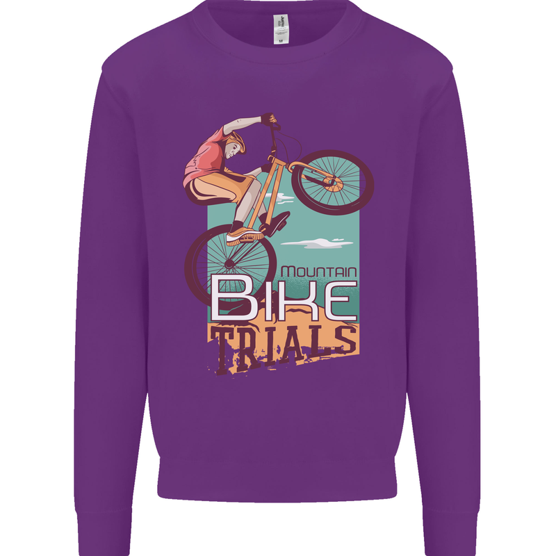 Mountain Bike Trials MTB Cycling Bicycle Kids Sweatshirt Jumper Purple