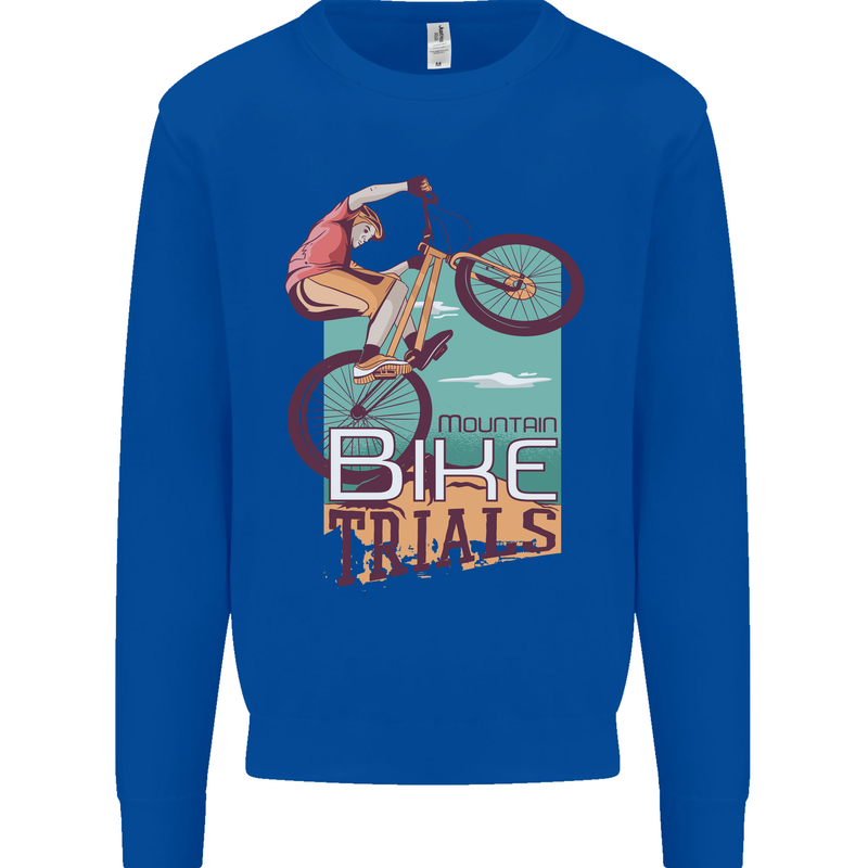 Mountain Bike Trials MTB Cycling Bicycle Kids Sweatshirt Jumper Royal Blue