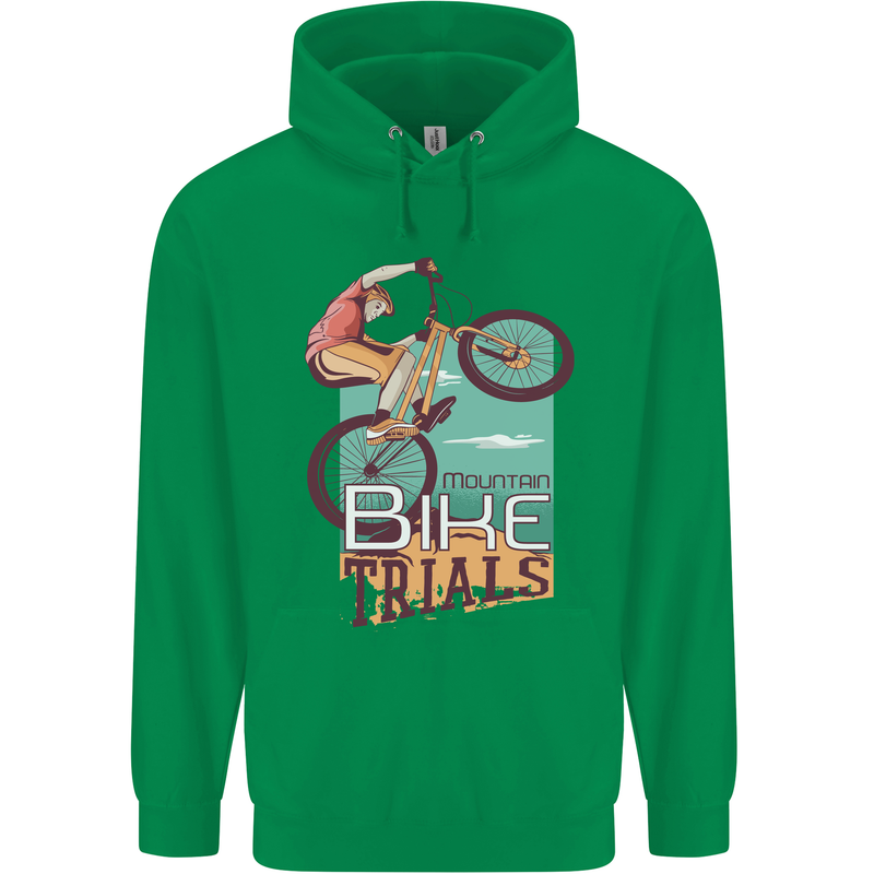 Mountain Bike Trials MTB Cycling Bicycle Mens 80% Cotton Hoodie Irish Green