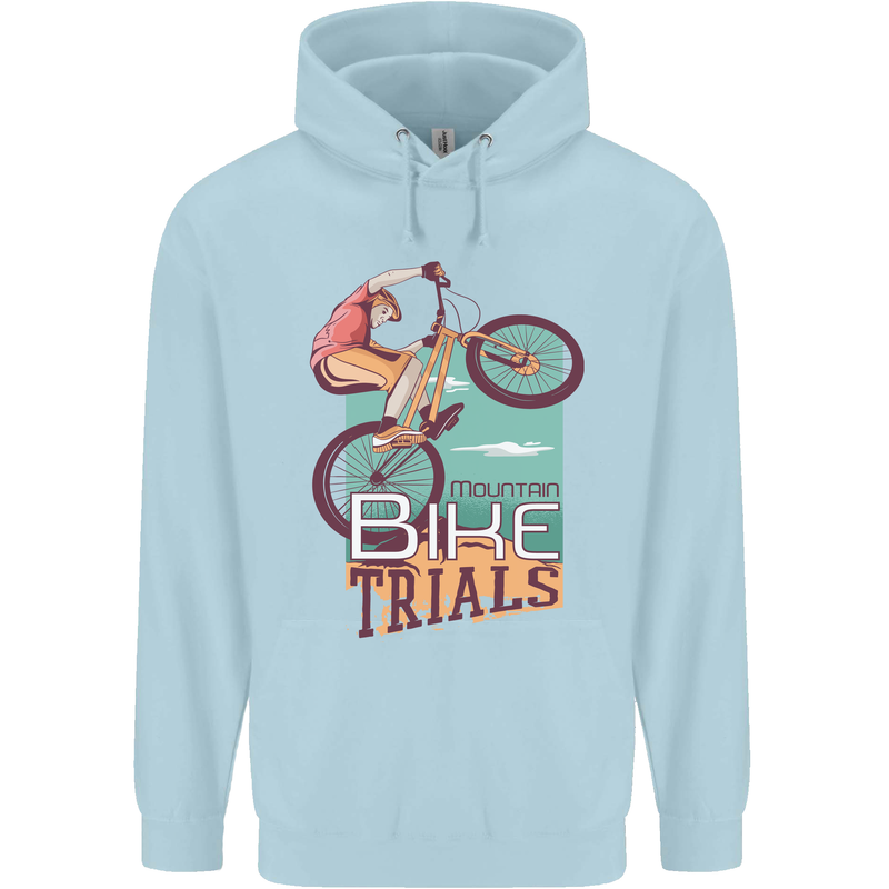 Mountain Bike Trials MTB Cycling Bicycle Mens 80% Cotton Hoodie Light Blue