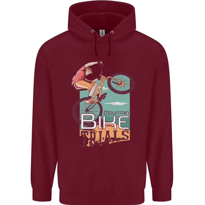 Mountain Bike Trials MTB Cycling Bicycle Mens 80% Cotton Hoodie Maroon