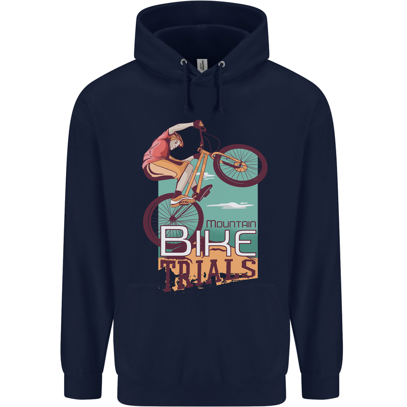 Mountain Bike Trials MTB Cycling Bicycle Mens 80% Cotton Hoodie Navy Blue