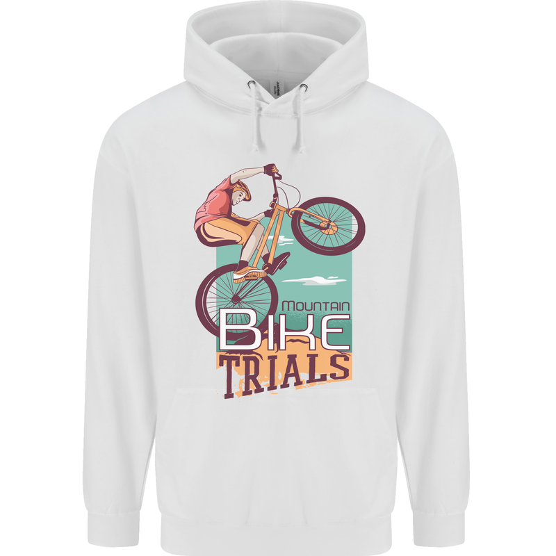 Mountain Bike Trials MTB Cycling Bicycle Mens 80% Cotton Hoodie White
