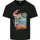 Mountain Bike Trials MTB Cycling Bicycle Mens V-Neck Cotton T-Shirt Black
