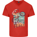 Mountain Bike Trials MTB Cycling Bicycle Mens V-Neck Cotton T-Shirt Red