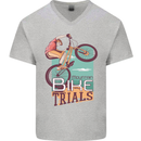 Mountain Bike Trials MTB Cycling Bicycle Mens V-Neck Cotton T-Shirt Sports Grey