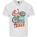 Mountain Bike Trials MTB Cycling Bicycle Mens V-Neck Cotton T-Shirt White