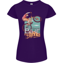 Mountain Bike Trials MTB Cycling Bicycle Womens Petite Cut T-Shirt Purple