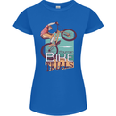 Mountain Bike Trials MTB Cycling Bicycle Womens Petite Cut T-Shirt Royal Blue