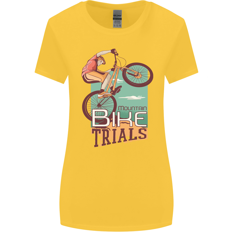 Mountain Bike Trials MTB Cycling Bicycle Womens Wider Cut T-Shirt Yellow
