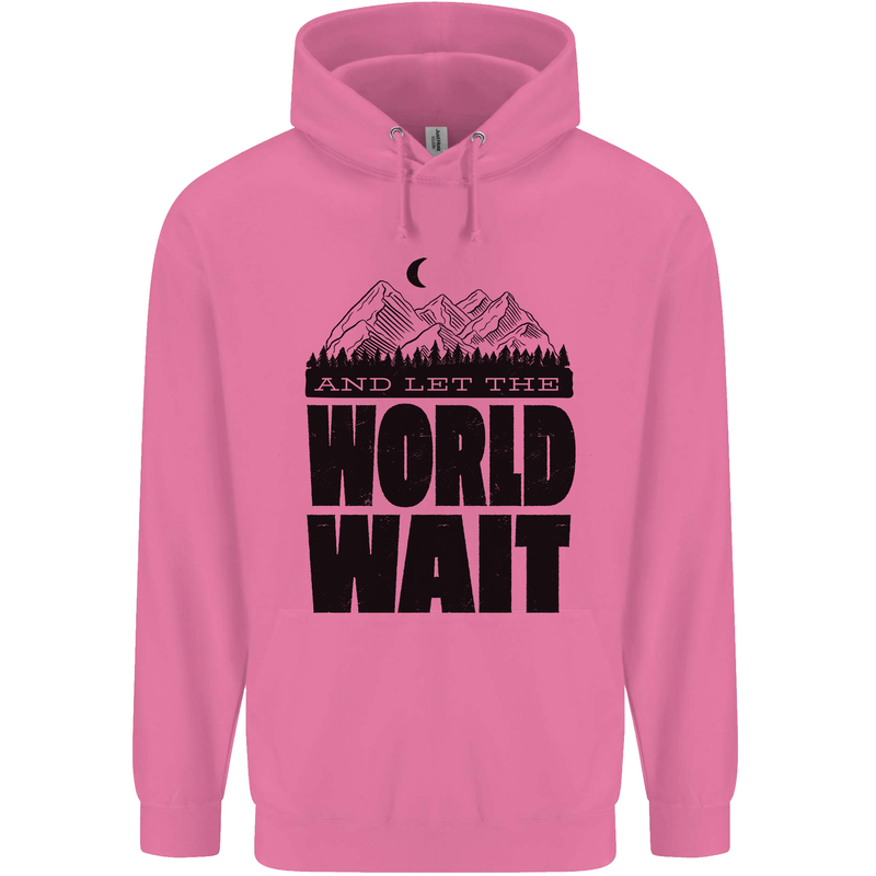 Mountain World Wait Hiking Trekking Walking Childrens Kids Hoodie Azalea