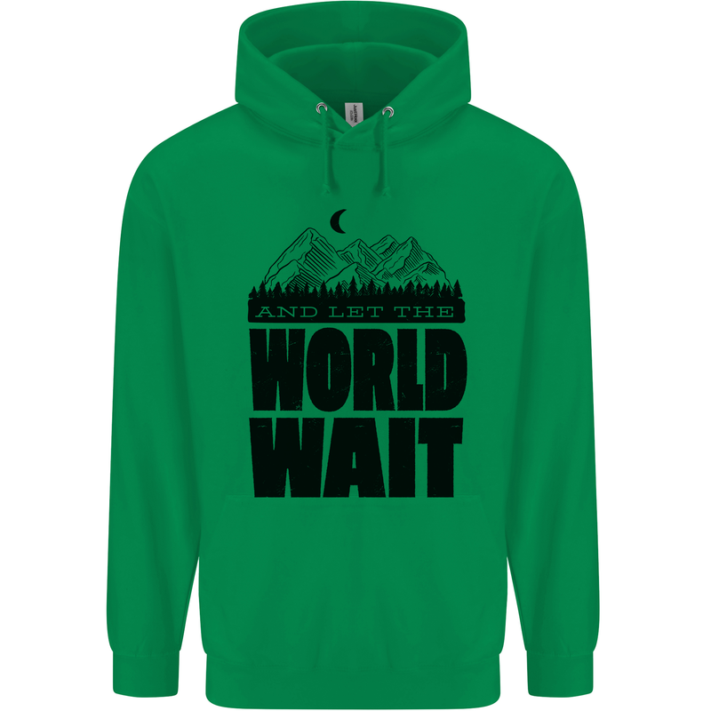 Mountain World Wait Hiking Trekking Walking Childrens Kids Hoodie Irish Green