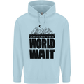Mountain World Wait Hiking Trekking Walking Childrens Kids Hoodie Light Blue