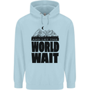 Mountain World Wait Hiking Trekking Walking Childrens Kids Hoodie Light Blue