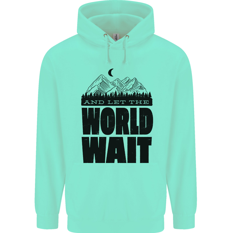 Mountain World Wait Hiking Trekking Walking Childrens Kids Hoodie Peppermint