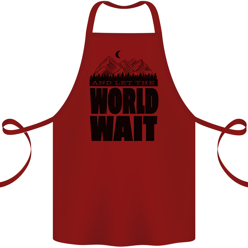 Mountain World Wait Hiking Trekking Walking Cotton Apron 100% Organic Maroon