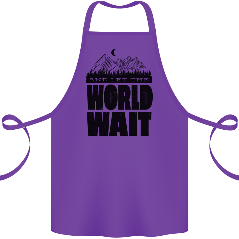 Mountain World Wait Hiking Trekking Walking Cotton Apron 100% Organic Purple