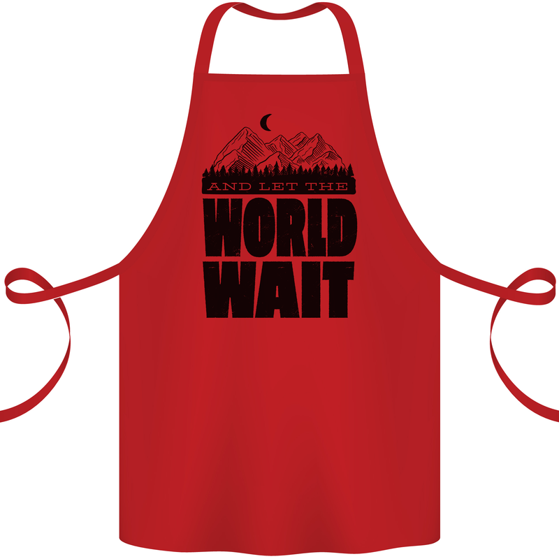 Mountain World Wait Hiking Trekking Walking Cotton Apron 100% Organic Red