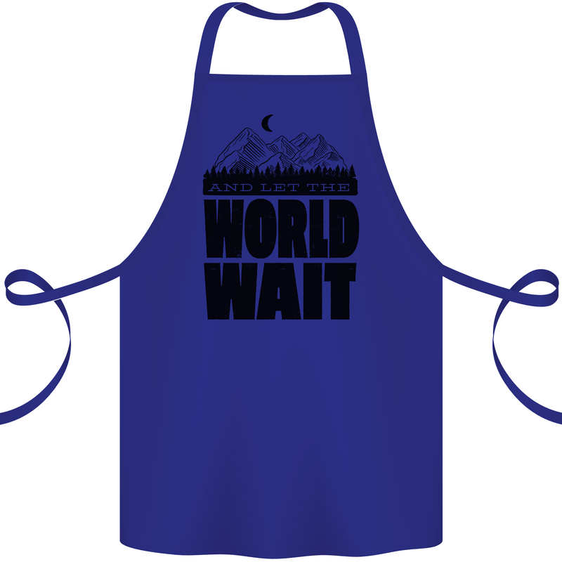 Mountain World Wait Hiking Trekking Walking Cotton Apron 100% Organic Royal Blue