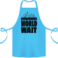 Mountain World Wait Hiking Trekking Walking Cotton Apron 100% Organic Turquoise