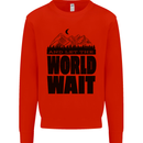 Mountain World Wait Hiking Trekking Walking Kids Sweatshirt Jumper Bright Red