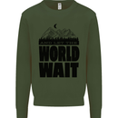 Mountain World Wait Hiking Trekking Walking Kids Sweatshirt Jumper Forest Green