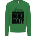Mountain World Wait Hiking Trekking Walking Kids Sweatshirt Jumper Irish Green
