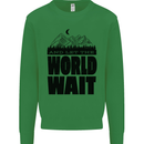Mountain World Wait Hiking Trekking Walking Kids Sweatshirt Jumper Irish Green
